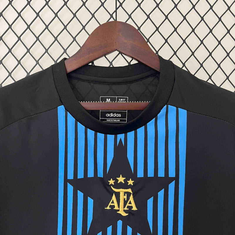 Camisa Seleção Argentina Pré Jogo 24/25 - Torcedor Adidas - Preta e Azul