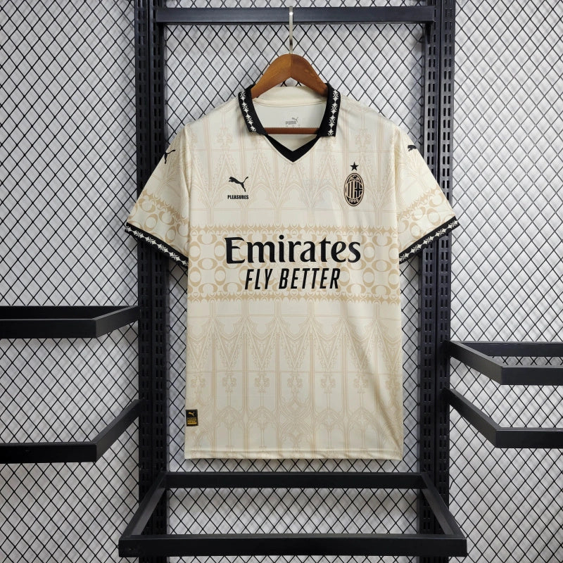 Camisa AC Milan Pleasures 23/24 - Torcedor Puma - Bege